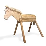Helga Kreft Gartenpferd Tamme – Das Original mit beweglichem Kopf I Outdoor Holzpferd für draußen I 125x100x135 cm (LxBxH) I Bis 100 kg I Garten-Spielzeug ab 3 Jahren I Handgefertigt in Deutschland