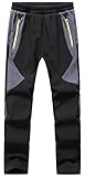DAFENP Kinder Softshellhose Skihose Warm Gefüttert Thermohose Winter Wasserdicht Winddicht Schneehose Jungen Mädchen Wanderhose KZ2001-Black-M