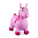 Relaxdays 10024989_52, pink Hüpftier Einhorn, inklusive Luftpumpe, Hüpfpferd bis 50 kg, BPA frei, für Kinder, Hüpfspielzeug