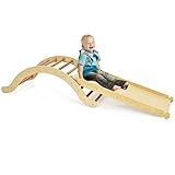 COSTWAY 3 in 1 Kinder Kletterleiter Set, Holz Kletterbogen Kletterdreieck mit umkehrbarer Rampe zum Klettern und Rutschen,Kleinkinderrutsche Leiter-Spielset für drinnen draußen