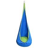 GOPLUS Hängehöhle Kinder, Hängesessel mit Haken und Seile, Hängematte Outdoor, Hängesack Kinderzimmer, aus Baumwolle, bis 80kg Belastbar, Farbwahl, 160 x 70 cm (Blau)