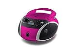 Grundig GPR1120 GRB 3000 BT Tragbare Radio Boombox mit Bluetooth Pink/Silber