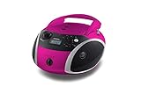 Grundig GPR1120 GRB 3000 BT Tragbare Radio Boombox mit Bluetooth Pink/Silber