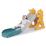 AuAg Kinder Rutsche, Faltbar Kinderrutsche mit Basketballkorb, 180 x 80 x 145 cm Kinder Fun-Slide, Kleinkinderrutsche für 1-6 Jahre, Indoor und Outdoor Babyrutsche Gartenrutsche bis 50KG