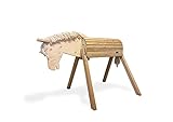 Helga Kreft 50060 Holzpferd für draußen Tamme, Gartenpferd zum Draufsitzen und Reiten, bis 100kg, 90cm Rückenhöhe, beweglicher Kopf, ab 3 Jahre