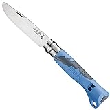 Opinel Outdoor Junior - rostfrei - blauer Kunststoffgriff - Spitze abgerundet - Virobloc Sicherungsring - Signalpfeife