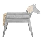 roba Voltigier-und Outdoor-Pferd, Massivholz grau lasiert, mit Mähne und Schweif