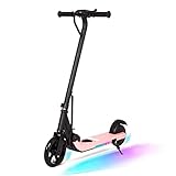 E-RIDES Elektroroller Kinder, 7 Zoll E Scooter Kinder Faltbar, leicht Klappbar E Roller Kinder mit Lange Umgebungslichter, Elektro Scooter für Kinder ab 8-10-12 Jahre (Rosa)