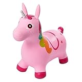 Pink Papaya Hüpftier Sandy Einhorn, Unicorn Hüpfpferd ab 3 Jahren, bis 50 kg, aufblasbares Kinder Hüpfspielzeug, BPA frei inkl. Pumpe