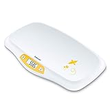 Beurer BY 80 Babywaage, mit gewölbter Oberfläche, 20 kg Tragkraft, Tara- und Holdfunktion für strampelnde Babys, Messung und Anzeige in 5g-Schritten