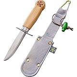 HABA 304245 - Terra Kids Outdoormesser, ergonomisches Freizeit- und Schnitzmesser für Kinder, feststehende Klinge aus rostfreiem Stahl, mit Holzgriff, Filzscheide und Alu-Karabiner