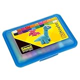 Idena 68125 - Knetebox mit 20 Stangen bunter Knete, in blauer Aufbewahrungsbox, lustiger Knetspaß für Kinder