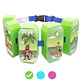 PI-PE Schwimmgürtel für Kinder - Schwimmhilfe ideal zum lernen und toben - 5 Blöcke je nach Fortschritt entfernbar - schönes Design für Jungen und Mädchen, grün, One Size