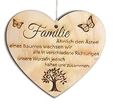 Pet-Jos Familie Herz Schild Dekoschild Herzschild Holzherz Holzschild 10 x 10 cm Geschenk für die Familie Spruch Geschenk Holz Geschenk EIN Geschenk für die Familie