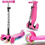 Scooter Kinder Roller, Dreiradscooter für Mädchen und Jungen, Höhenverstellbarer und Abnehmbarer Kinderscooter, mit PU Räder Kinder Scooter