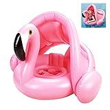 Yisscen Baby Schwimmring, Schwimmring Flamingo, Baby schwimmring mit Sonnenschutz, Baby Pool Schwimmring, aufblasbarer schwimmreifen, für Kinder ab 6 Monaten bis 48 Monaten