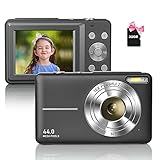 Digitalkamera 1080P FHD Fotokamera mit 32GB Karte 44MP Kompaktkamera 2,4' LCD Bildschirm 16X Digitalzoom Fotoapparat wiederaufladbare Mini-Videokamera für Studenten, Kinder, Anfänger, Alten