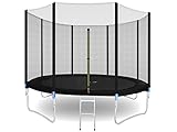 MALATEC Gartentrampolin  Outdoor Trampolin mit Sicherheitsnetz und Leiter bis 150 kg Komplettset inkl.Außennetz 2215, Größe:305-312cm