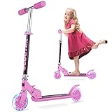 Kinder Roller - Scooter Kinder FONTE KS1 Faltbar umweltfreundliche -Beleuchtungsräder 4 einstellbare Höhen für Kinder von 3 Jahren mit maximaler Belastung von 50 kg - Rosa
