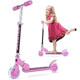 Kinder Roller - Scooter Kinder FONTE KS1 Faltbar umweltfreundliche -Beleuchtungsräder 4 einstellbare Höhen für Kinder von 3 Jahren mit maximaler Belastung von 50 kg - Rosa