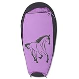 your GEAR Kinderschlafsack Horse Mumienschlafsack 180x90 cm komfortabler Sommerschlafsack 300 g/m² Rosa Grau extra warm