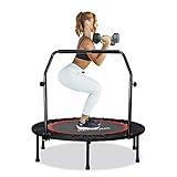 FREEDARE 102cm Faltbares Mini-Trampolin, Indoor-Trampolin für Kinder, Indoor Gartentraining für Erwachsene, Fitness-Rebounder mit verstellbarem Schaumstoffgriff, maximale Belastung 150kg