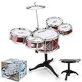 Shayson Schlagzeug für Kinder ab 3 4 5 6 Jahren, Schlagzeug Sets mit 5 Trommeln, 1 Becken und 2 Drumsticks und 1 Hocker, Kinder Anfänger Schlagwerk Musikinstrument, Jazz Drum Percussion Spielzeug