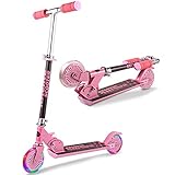 WeSkate Scooter Roller Kinder - Big Wheel Foldable Kick Scooters für Mädchen und Jungen über 3 Jahren, Verstellbarer Griff, Roller mit LED Light Up PU-Rädern, Maximaler Belastung von 50 kg