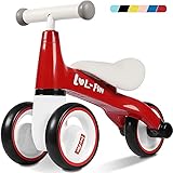 LOL-FUN Kinder Laufrad ab 1 Jahr, Laufrad Lauflernrad für Kinder ab 12-18 Monate, Baby Rutschrad Spielzeug für 1 Jahr Jungen Mädchen Gescenk, Rot