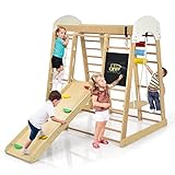 COSTWAY 8 in 1 Kletterspielzeug Set inkl. Leiter Rutsche Schaukel Klettergerüst Kletternetz Krabbelleiter Abakus und Zeichentafel für Kleinkinder ab 3 Jahren