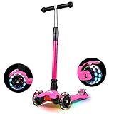 IMMEK Roller Kinder, PU Radstehende Scooter Roller mit LED-Lichtern, Scooter Kinder können auf DREI Verschiedene Höhen Werden.3-12 Jahre