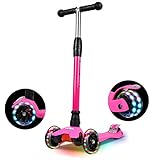 IMMEK Roller Kinder, PU Radstehende Scooter Roller mit LED-Lichtern, Scooter Kinder können auf DREI Verschiedene Höhen Werden.3-12 Jahre