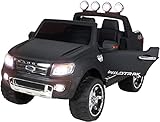 Actionbikes Motors Kinder Elektroauto Ford Ranger - Lizenziert - 2 x 45 Watt Motor - 2,4 Ghz Rc Fernbedienung - USB - Sd Karte - Elektro Auto für Kinder ab 3 Jahre (Schwarz Matt lackiert)