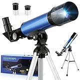 Kinder Teleskop Einsteiger 360/50 Astronomisches Teleskope Fernrohr 90X HD Refraktor mit Aluminium Stativ und Sucherfernrohr für Himmel(Erziehungswissenschaften) & Landschaft Sbeobachtung