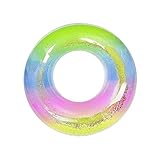 Aufblasbarer Schwimmring Hillylolly Schwimmreifen groß, Schwimmring Glitzer Schwimmring Regenbogen, Schwimmring Erwachsene und Kinder Glitzer, Wasserspielzeug für Pool und Strand Party-90cm