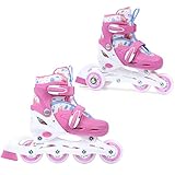 Madivo Cottoncandy Kinder Mädchen Set 2in1 Inliner / Triskates VERSTELLBAR | ABEC-5 Rollschuhe | Inlineskates umbaubar zu Rollschuhe | Weiß/Rosa | Größen: 26-29, 30-33 (XS (26-29))