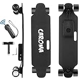 Caroma Elektro Skateboard,90cm Elektrisches Longboard mit Kabelloser Fernsteuerung, 25 KMH MAX Geschwindigkeit, 700W Doppelmotoren, Elektrisch Longboard für Jugendliche und Erwachsene