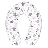 Stillkissen mit Füllung für klein Baby Lagerungskissen Baby Seitenschläferkissen Schwangerschaftskissen zum Schlafen Baumwolle inkl. Bezug Größe 170cm Pregnancy Pillow Sternschnuppe Rosa