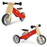 COSTWAY 2 in 1 Kinder Laufrad Dreirad/Slip Modus Holz Fahrrad, Kinderlaufrad Lauflernrad mit verstellbarem Sitz, Balance Bike ohne Pedal für Kinder von 18-36 Monate