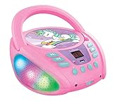 Lexibook RCD109UNI Einhorn-Bluetooth-CD-Player für Kinder-Tragbar, Lichteffekte, Mikrofonbuchse, Aux-In, Akku oder Netz, Mädchen, Jungen, Lila