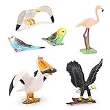 Easy-topbuy 6PCS Vogelfigur Realistische Vögel Figuren Spielfigur, Gehören Möwen Flamingos Vogel Modell Spielzeug, Plastik Lebhafte Vogelfiguren Desktop-Dekoration Kuchen Topper Geschenk Für Kinder