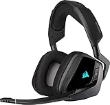 Corsair Void Elite RGB Wireless Gaming Headset (7.1 Surround Sound, Ultraniedrige Latenz, 12 Meter Reichweite, Omnidirektionales Mikrofon, iCUE RGB-Beleuchtung, für PC und PS4) carbon, Schwarz