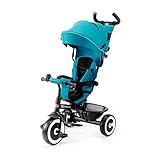 Kinderkraft Dreirad ASTON, Kinderdreirad, Jogger, mit Zubehör, Dachfenster, Sicherheitsgurte, Zwei Lenker, Freilaufrad, Schubstange, ab 9 Monate bis 5 Jahre, Bequemer Sitz, Türkis