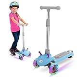 Elektroroller für Kinder Escroll, 3 räder Elektroscooter, LED-Licht, Höhenverstellbarer, 3,7 km/h, 4,3 Meilen, Kinder Roller 3 4 5 6 7 8 Jahren, Blau