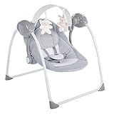 Chicco Relax & Play Elektronische Babywippe ab 0 Monaten bis 9 kg,Verstellbare Wippe und Babyschaukel mit 5 Geschwindigkeiten,Spielbogen mit 12 Melodien und 2 Plüschtieren, Kompakte Schließung-Grau