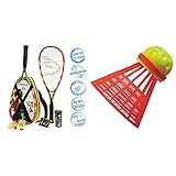 Speedminton S600 Set, Gr&uumln/Gelb/rosa, One Size & Fun Speeder® - 3er Pack Speed Badminton/Crossminton Einsteiger- und Kinderball