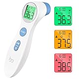 Fieberthermometer kontaktlos infrarot Stirnthermometer für Babys Erwachsene, digitales 2 in 1 Thermometer mit sofort Ablesung, Fieberalarm, LCD Anzeige, Speicherabruf mit genauer Zeit, weiß