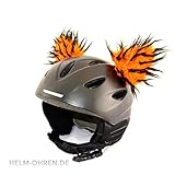 Helm-Ohren für den Skihelm, Snowboardhelm, Kinder-Helm, KinderSkihelm, Motorradhelm oder Fahrradhelm - für Kinder und Erwachsene HELMDEKO (Ohren: Orange-Schwarz)
