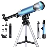 Refraktor Teleskop Astronomie für Kinder, Uverbon Astronomisches Teleskop Fernrohr Astronomy mit Verstellbarem Aluminium Stativ für Kinder Erwachsene Einsteiger