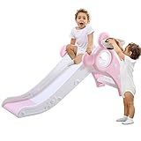 Kinder rutsche Outdoor Waterslide faltbar Gartenrutsche für Spielhaus Spielturm Pool Kleinkinderrutsche für 1-3 Jahre Indoor Fun-Slide (Rosa)